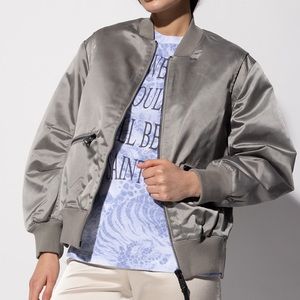 All Saints pale gray bomber in size 6 (women’s).